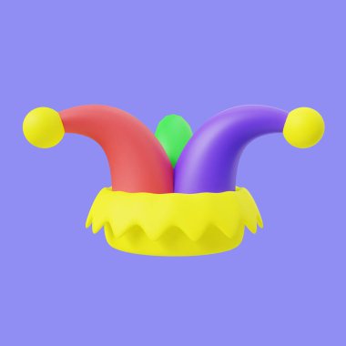 clown hat 3d illustration. Jester clown hat 3d render