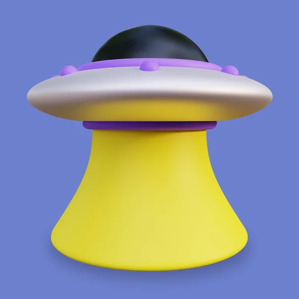 UFO Light Beam 3D Illustration. Highly Rendered Alien Spaceship 3D Illustration, Suitable for Landing Page or Mobile App Design
