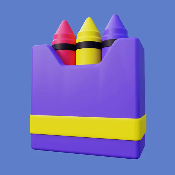 Stylized 3D Crayon Illustration. Colorful Crayon 3D Render on Blue Background, suitable for education related design
