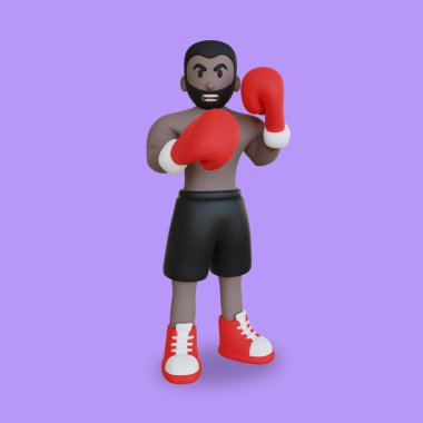 Boxing Athlete Pose 3d Illustration
