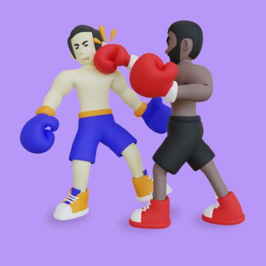 Boxing Combat 3d Character Illustration