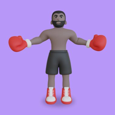Screaming Boxing Athlete 3d Illustration