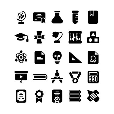 Education Icon Set with Glyph Style