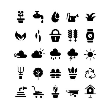 Gardening Icon Set with Glyph Style