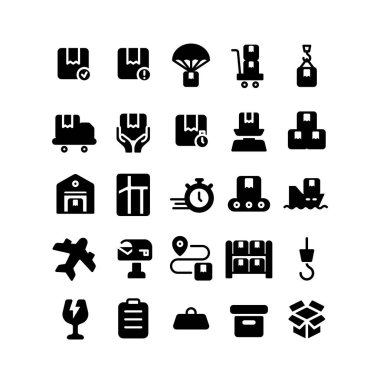 Shipping Icon Set with Glyph Style