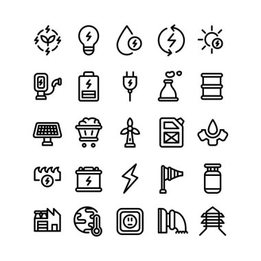 Energy Icon Set with Outline Style
