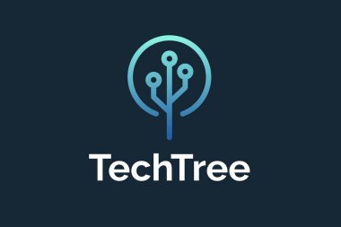 Minimalist Techno Tree Logo Design