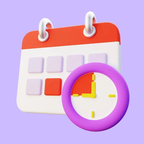 3Dイラスト 締め切りカレンダーと時計 — ストック写真