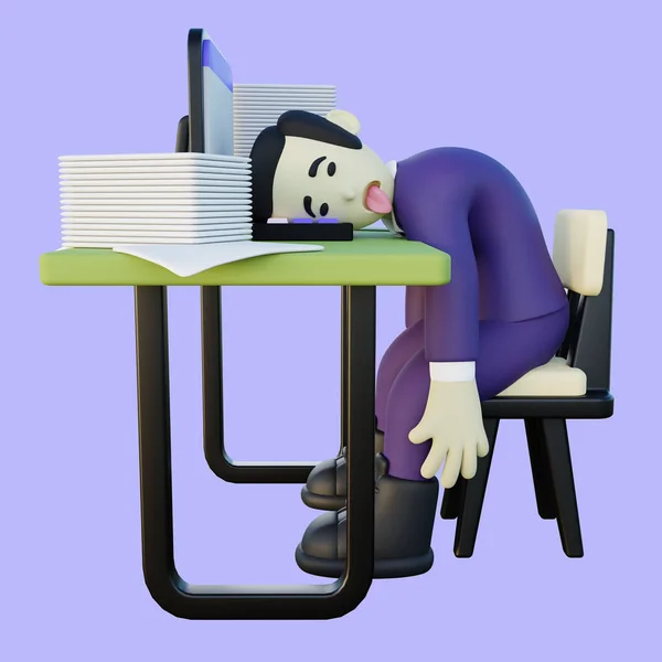 3Ard Illustration Exhausted Office Worker — 스톡 사진