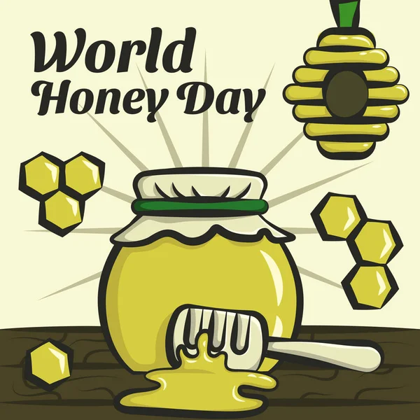 Vintage World Honey Day Illustration Template — Stockový vektor