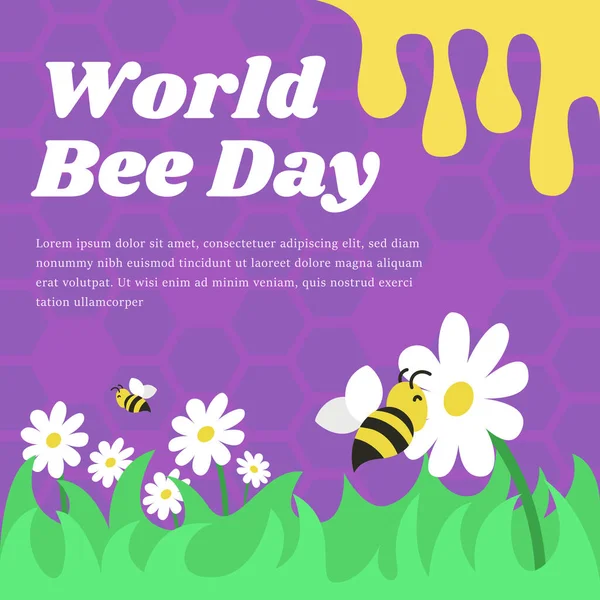 Světový Den Včel Ploché Ilustrace — Stockový vektor