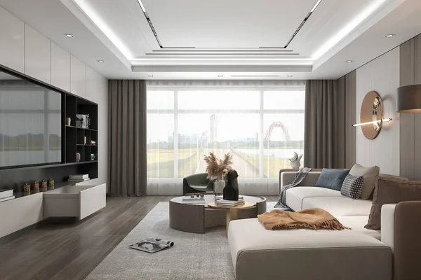 Render Modern Ruang Tamu Interior Desain Konsep — Stok Foto