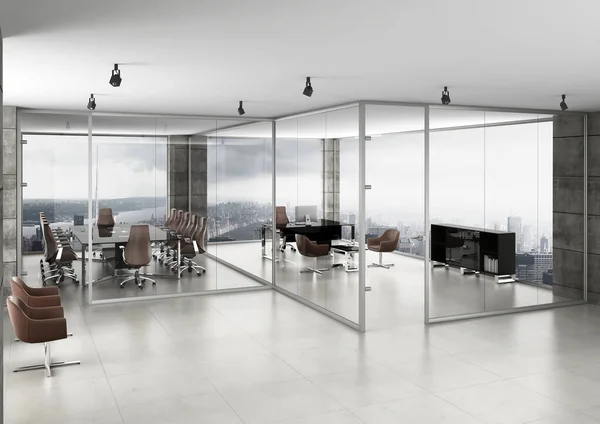 3d rendering empty office workstation partition interior