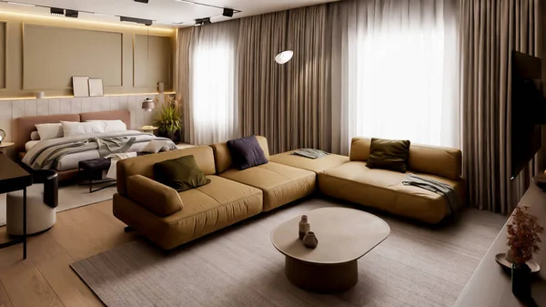 3d rendering modern master bedroom interior scene