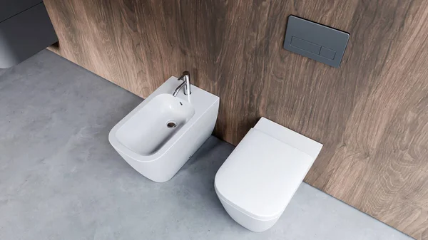 洗澡间厕所盆3D渲染 — 图库照片