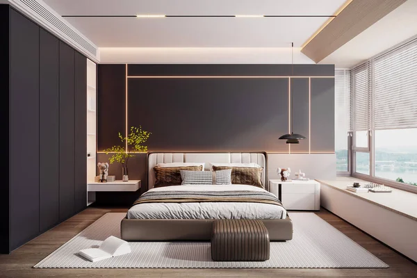 Rendering Moderne Slaapkamer Interieur — Stockfoto