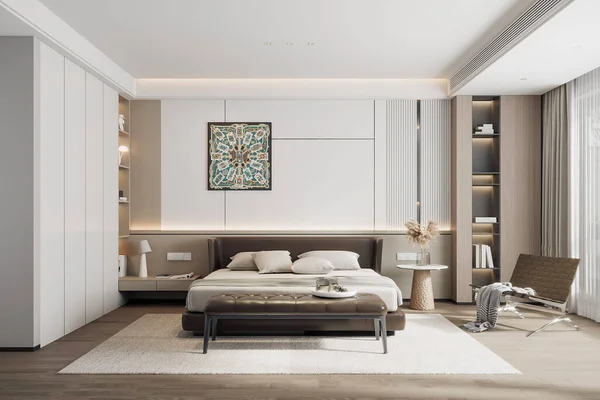 Rendering Modernes Schlafzimmer Interieur — Stockfoto