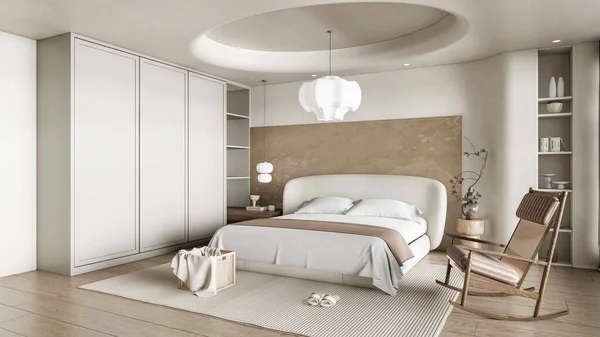 Render Wabi Sabi Schlafzimmer Interior Design — Stockfoto