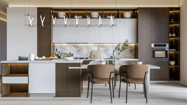 현대식 주방을 캐비닛 디자인으로 유리하게 만드는 — 스톡 사진