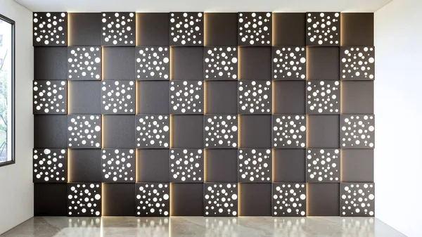 3Dレンダリングユニークな装飾壁パネルインテリアデザイン — ストック写真