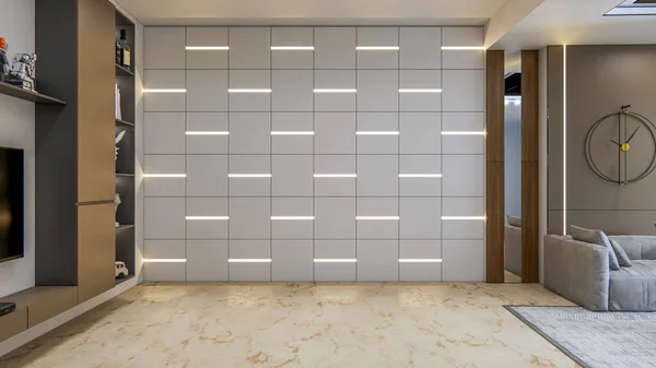 Renderizado Único Panel Pared Decorativa Diseño Interiores — Foto de Stock