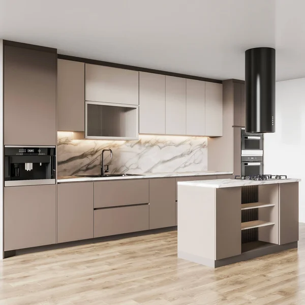 Rendering Mini Küche Mit Holzschrank Und Holzboden — Stockfoto