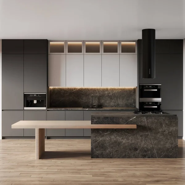 Rendering Mini Kitchen Wooden Cabinet Wooden Floor — Stock Photo, Image