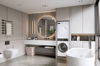 3D modern banyo iç tasarımı 