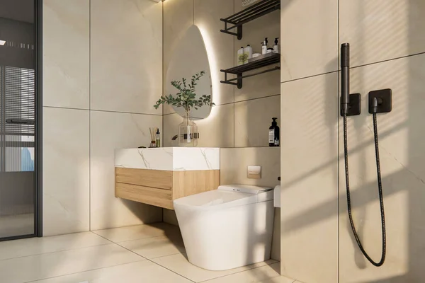 Rendering Luxury Bathroom Vanity Interior Design Inspiration — Stock Photo, Image