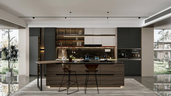 3d rendering modern kitchen advanced modeling interior design