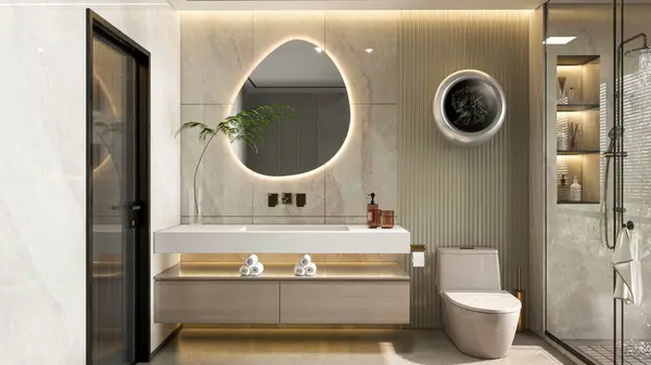 Rendering Modernes Badezimmer Voll Szene Innenarchitektur — Stockfoto