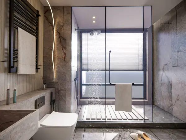 Rendering Modernes Badezimmer Voll Szene Innenarchitektur — Stockfoto