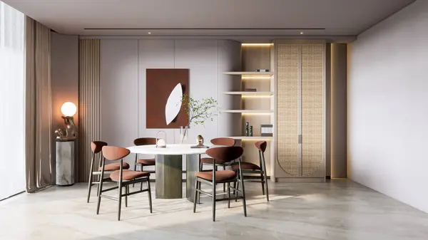 Renderização Moderna Luxo Sala Jantar Decoração Interiores — Fotografia de Stock