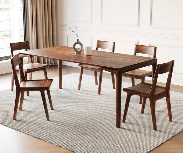 Render Dining Room Wooden Table Chair Furniture Interior Design — Fotografia de Stock