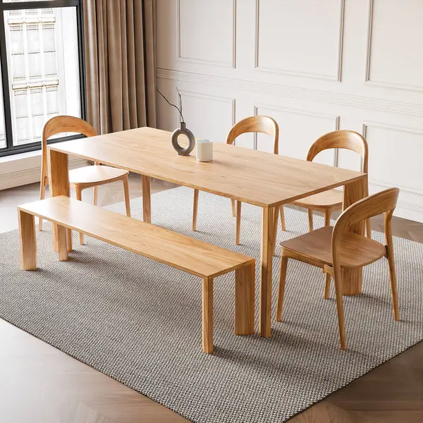 Render Dining Room Wooden Table Chair Furniture Interior Design — Zdjęcie stockowe