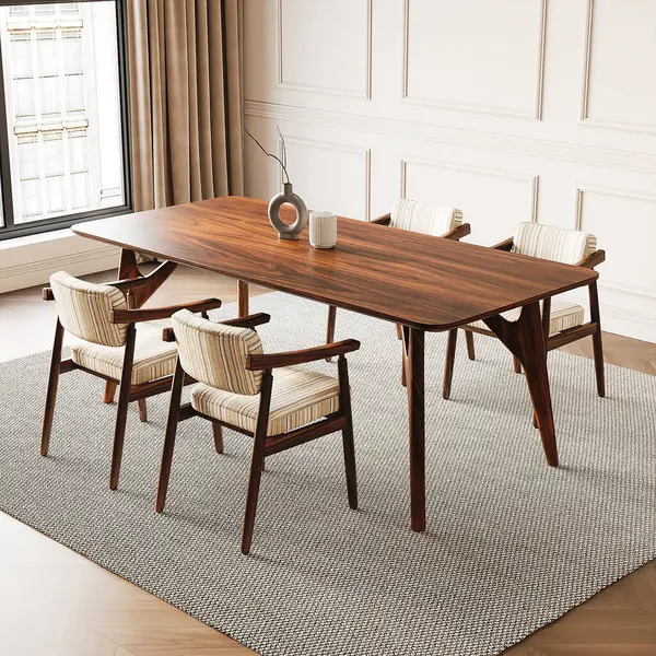 Render Dining Room Wooden Table Chair Furniture Interior Design —  Fotos de Stock