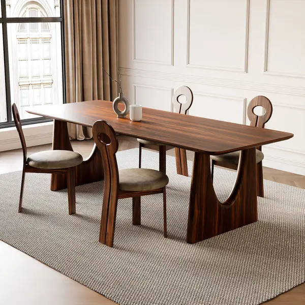 Render Dining Room Wooden Table Chair Furniture Interior Design — ストック写真