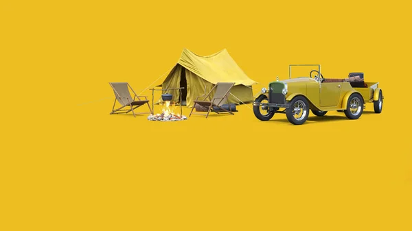 Namiot Kempingowy Żółtym Tłem — Zdjęcie stockowe