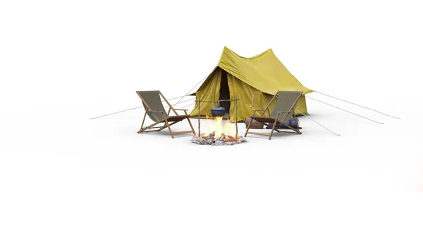 3D在白色背景上搭建帐篷 — 图库照片