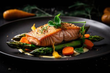 Somon steak sebze ve limon ile