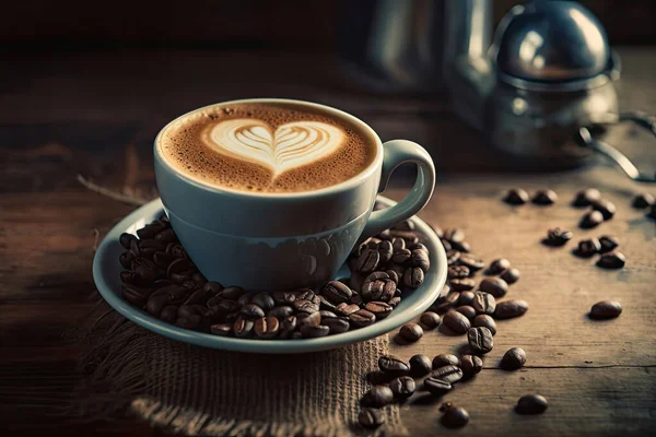 Bir Fincan Kahve Siyah Bir Arka Plan — Stok fotoğraf