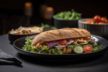 Jambonlu, peynirli ve sebzeli sandviç..