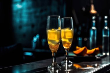 Masada bir kadeh şampanya.