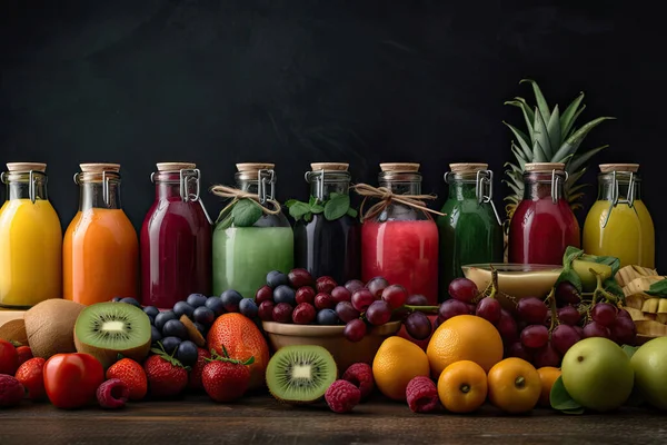Verschiedenes Obst Und Gemüse Auf Dunklem Hintergrund — Stockfoto