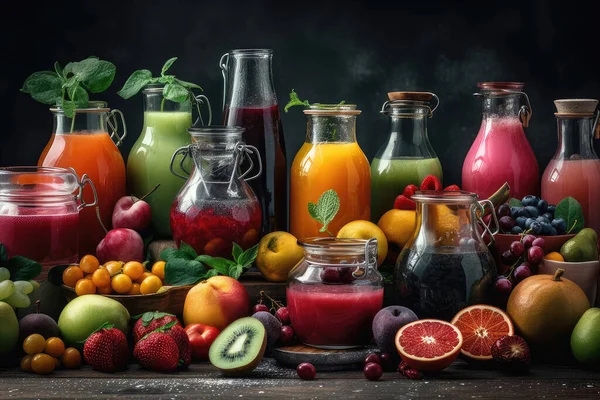 Obst Und Gemüse Auf Schwarzem Hintergrund — Stockfoto