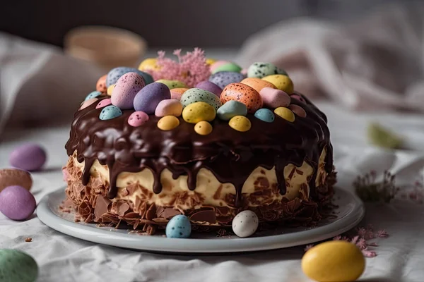 Easter Cake Chocolate Eggs — Stock Photo, Image