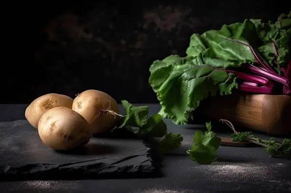 stock image fresh organic vegetables on a black background.