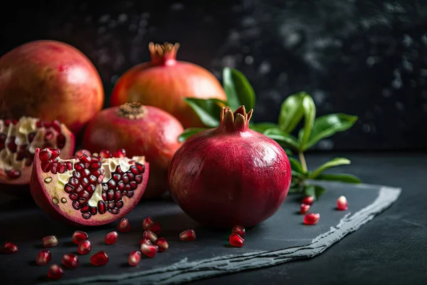 Granatapfelfrucht Auf Dunklem Hintergrund — Stockfoto