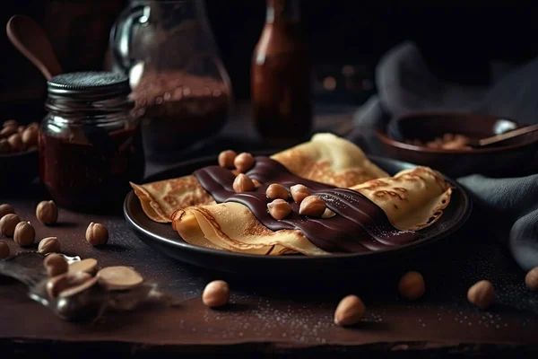Шоколад Какао Бобами Орехами Темном Фоне — стоковое фото