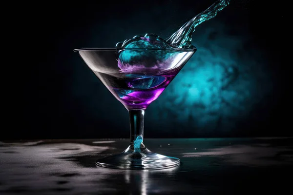 Buzlu Mavi Arka Planlı Kokteyl Bardağı — Stok fotoğraf